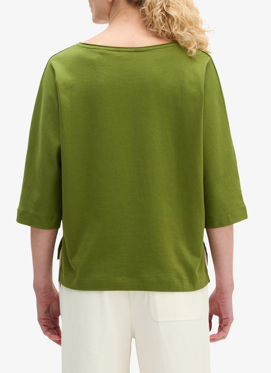 Marc O'Polo T-shirt van jersey met boothals - achterkant 3 shaded fern / groen