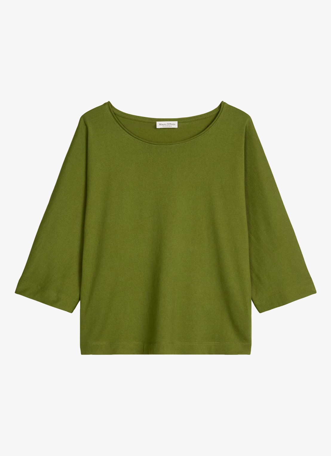 Marc O'Polo T-shirt van jersey met boothals - voorkant shaded fern / groen