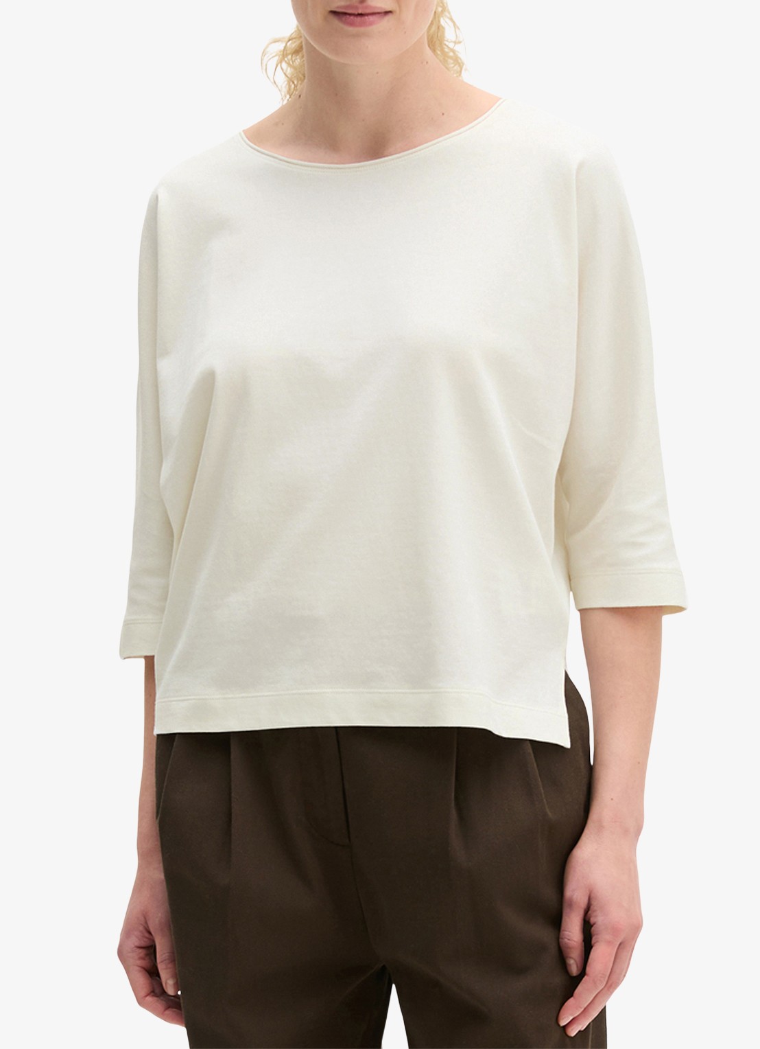 Marc O'Polo T-shirt van jersey met boothals - detail 2 white cotton / wit