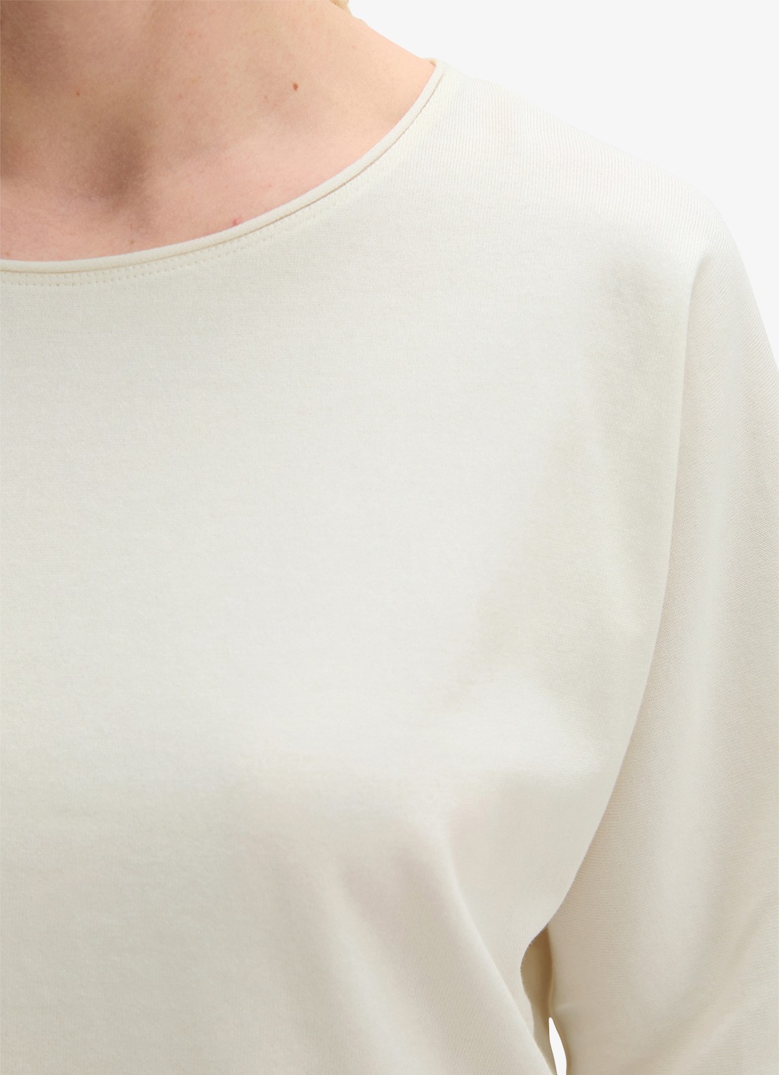 Marc O'Polo T-shirt van jersey met boothals - detail 3 white cotton / wit