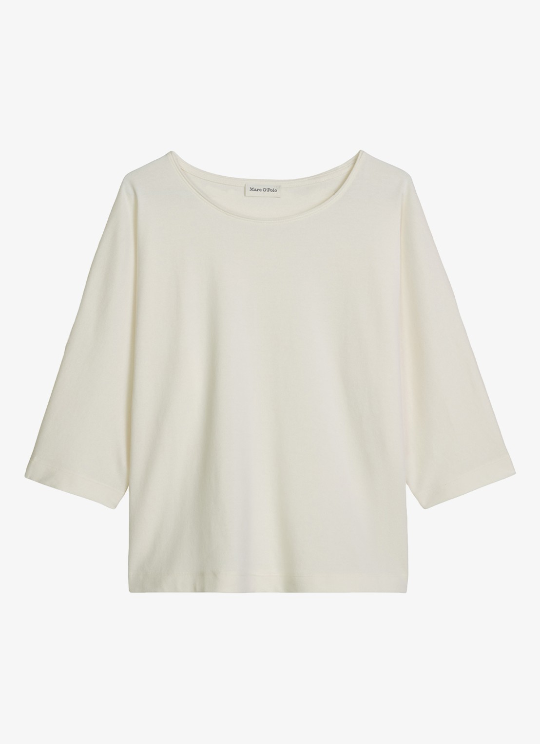 Marc O'Polo T-shirt van jersey met boothals - voorkant 4 white cotton / wit