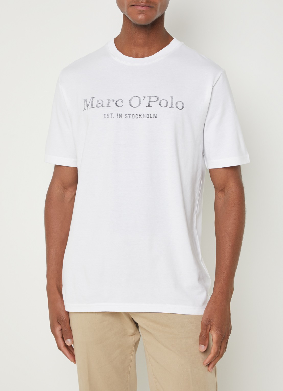 Marc O'Polo T-shirt van  katoen met logo - detail wit
