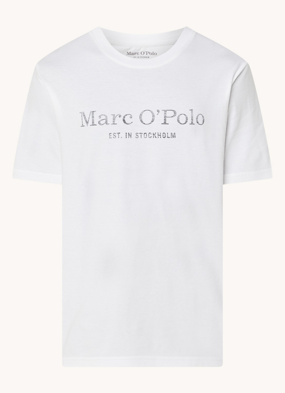 Marc O'Polo T-shirt van  katoen met logo - voorkant 2 wit