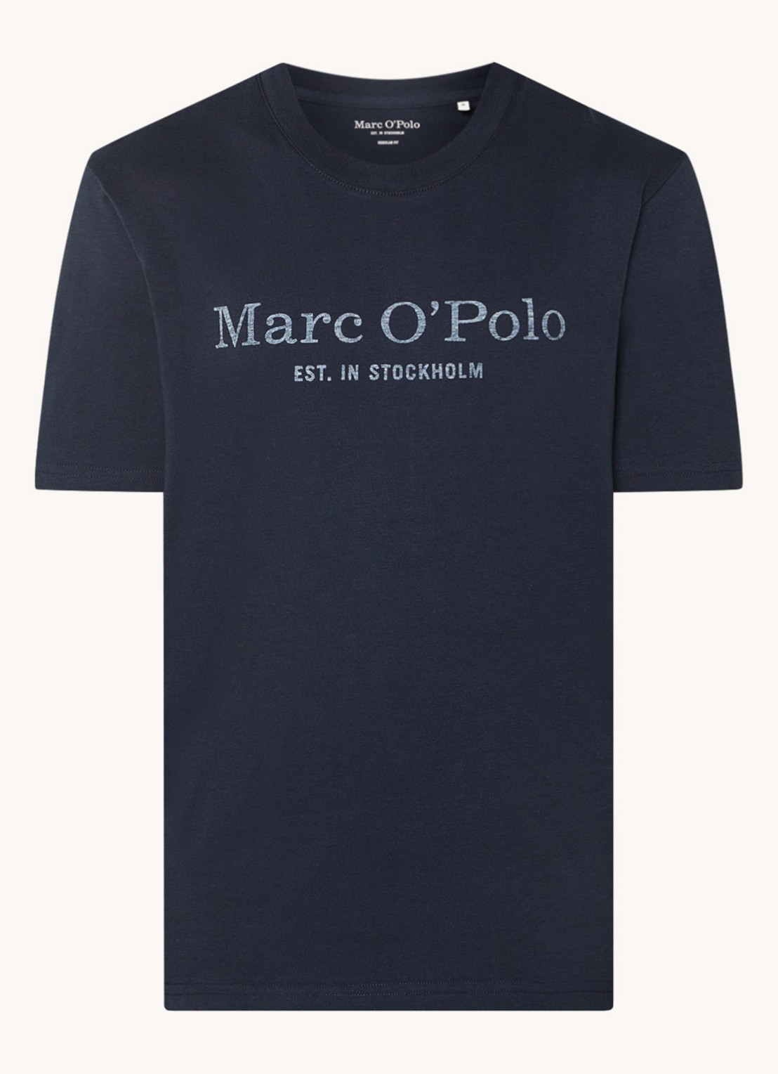 Marc O'Polo T-shirt van  katoen met logo - voorkant 3 indigo