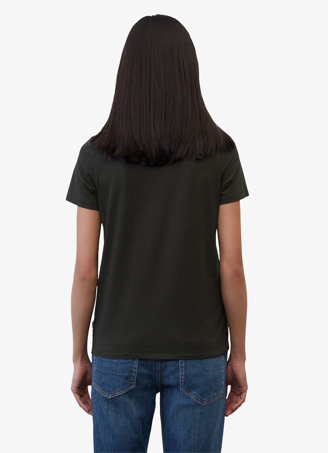 Marc O'Polo T-shirt van katoen - achterkant 4 zwart