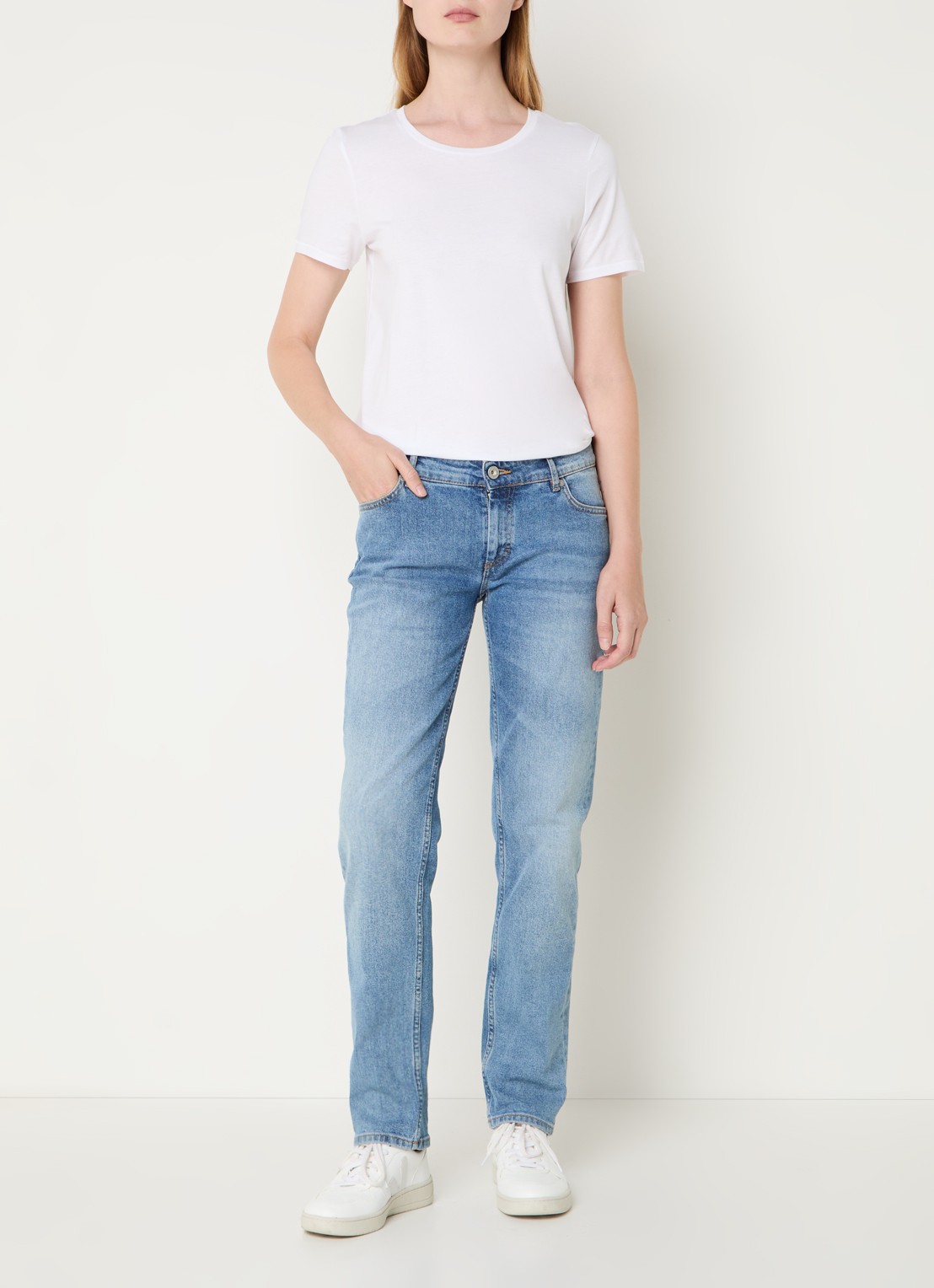 Marc O'Polo T-shirt van katoen - voorkant 3 wit