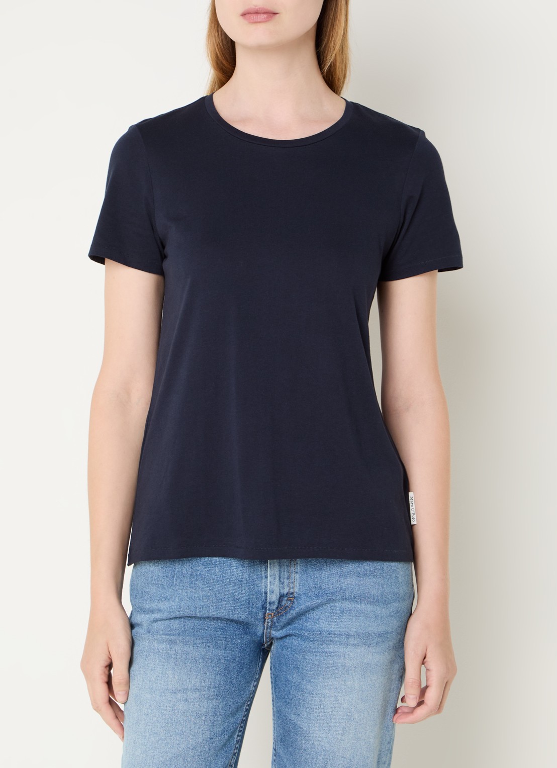 Marc O'Polo T-shirt van katoen - detail donkerblauw