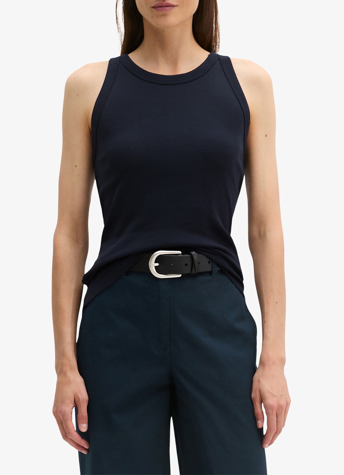 Marc O'Polo Tanktop met ribstructuur - detail 4 donkerblauw