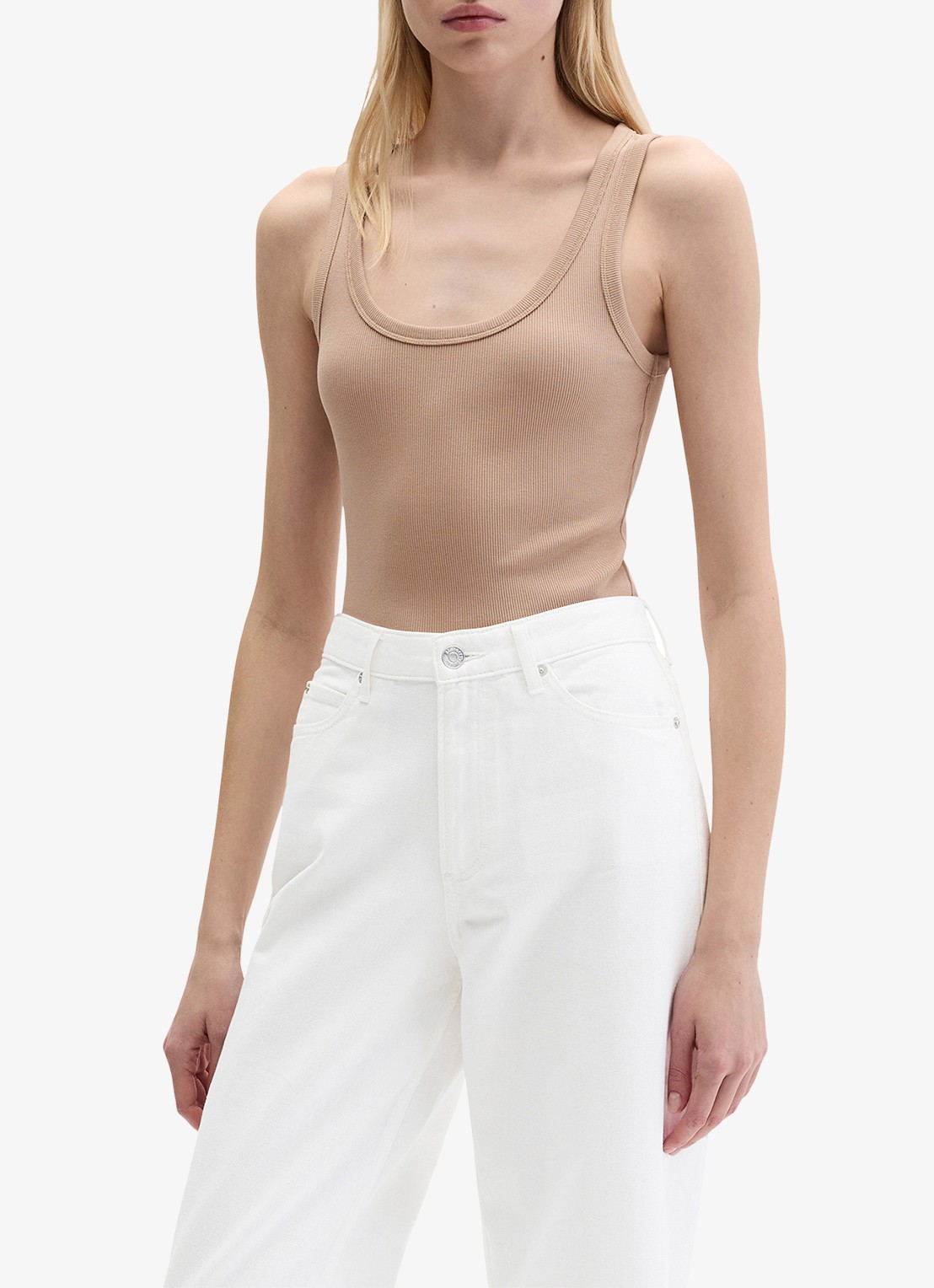 Marc O'Polo Tanktop met ronde hals  - detail 4 sandpaper-2326 / beige