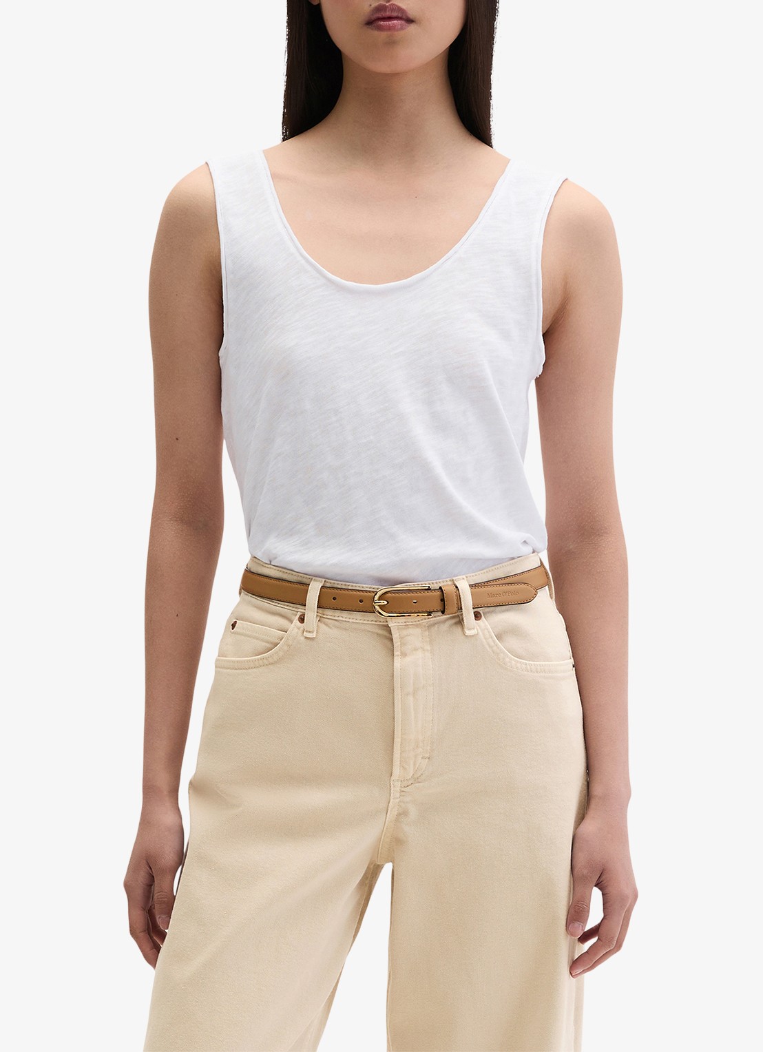 Marc O'Polo Tanktop met ronde hals - detail 4 white-0163 / wit