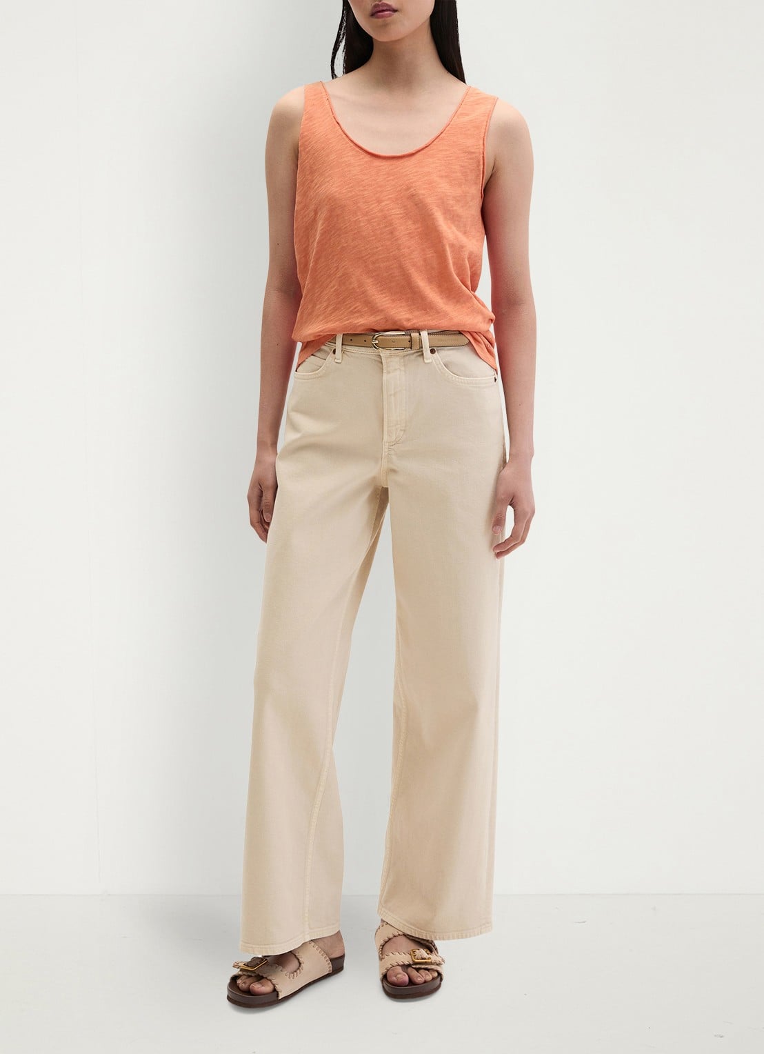Marc O'Polo Tanktop met ronde hals - voorkant 2 warm orange-9326 / oranje