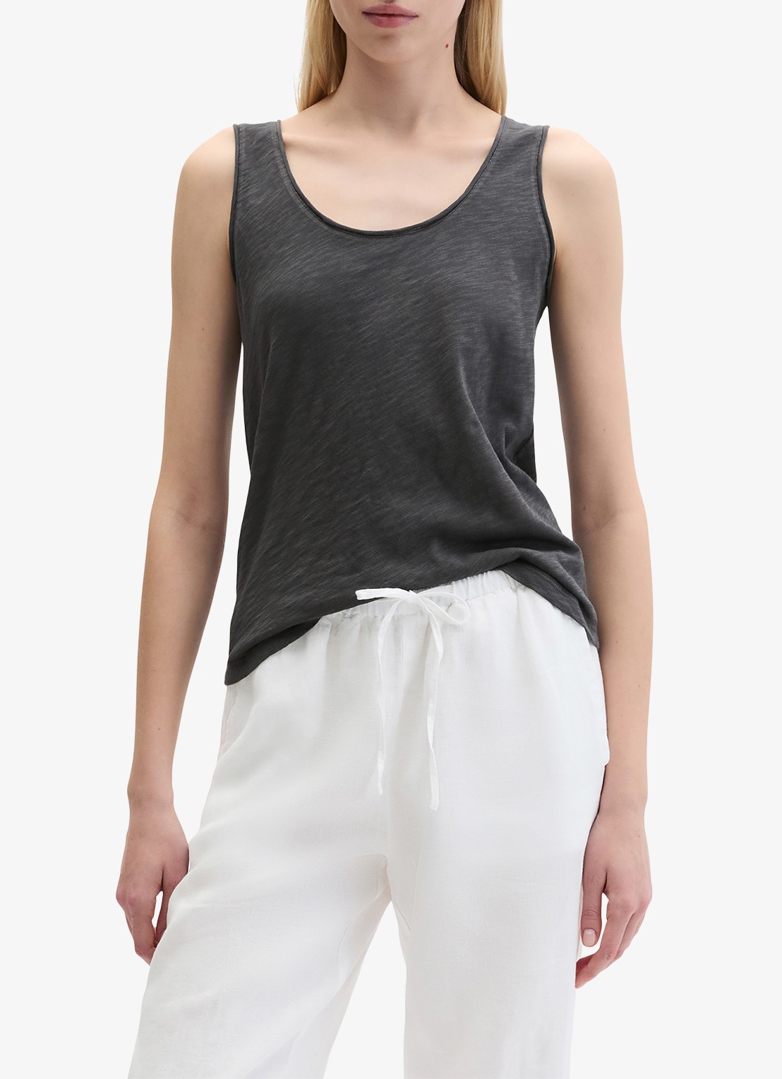 Marc O'Polo Tanktop met ronde hals - detail 3 oxide grey-0364 / grijs