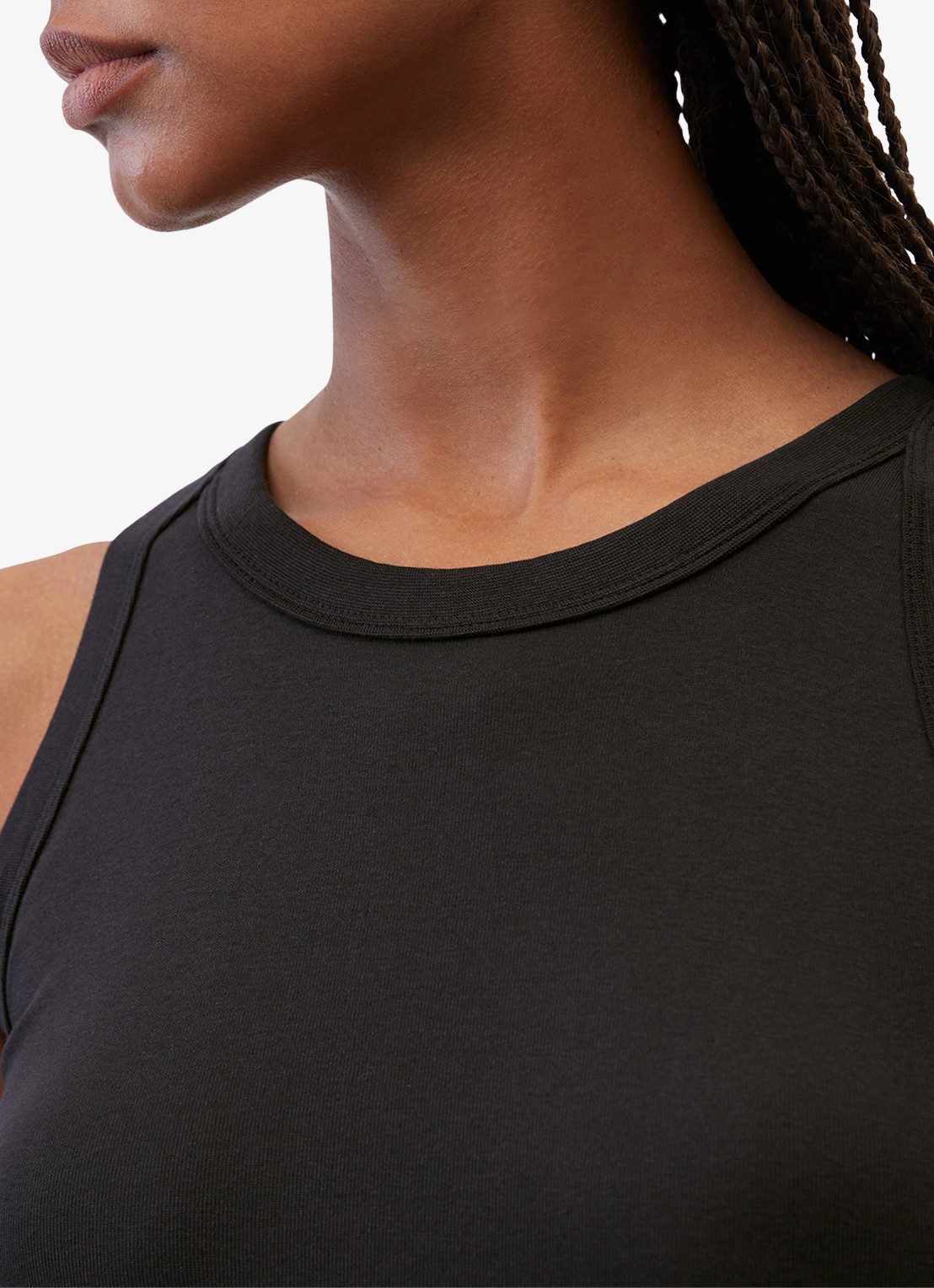 Marc O'Polo Tanktop van  katoen met ribstructuur - detail 4 zwart