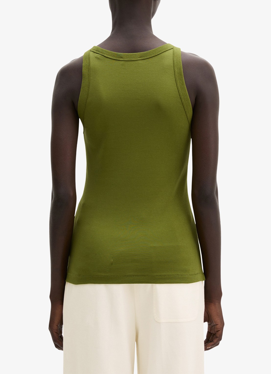 Marc O'Polo Tanktop van katoen met ronde hals - achterkant 5 shaded fern / groen