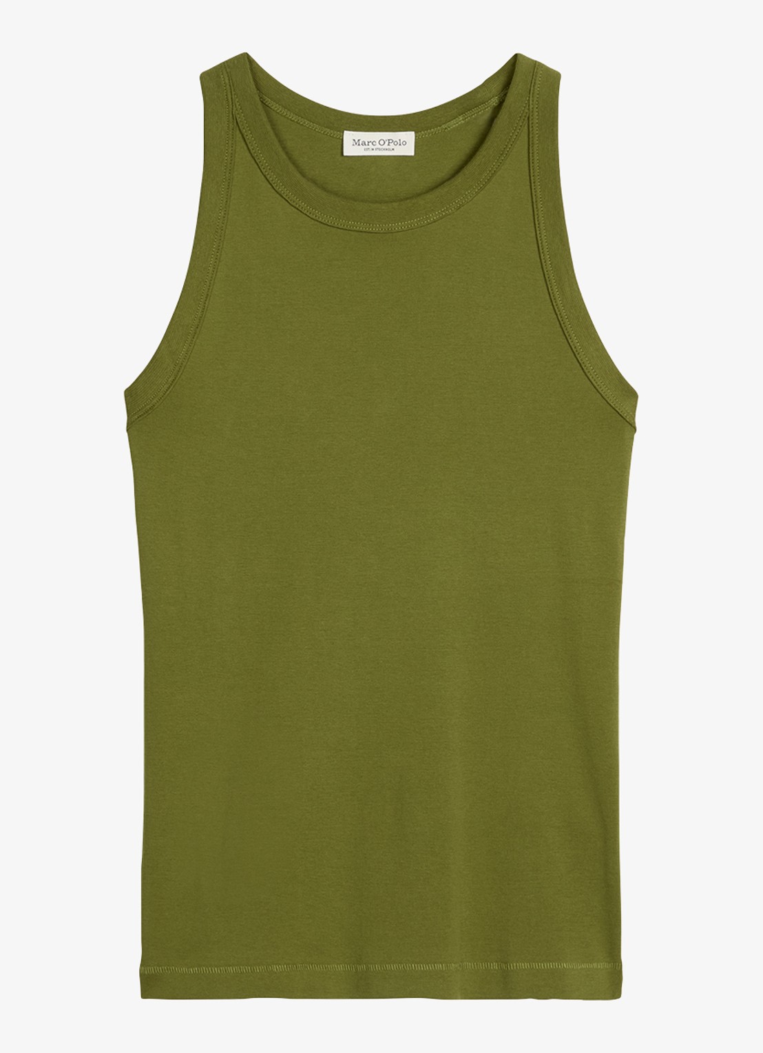 Marc O'Polo Tanktop van katoen met ronde hals - voorkant shaded fern / groen