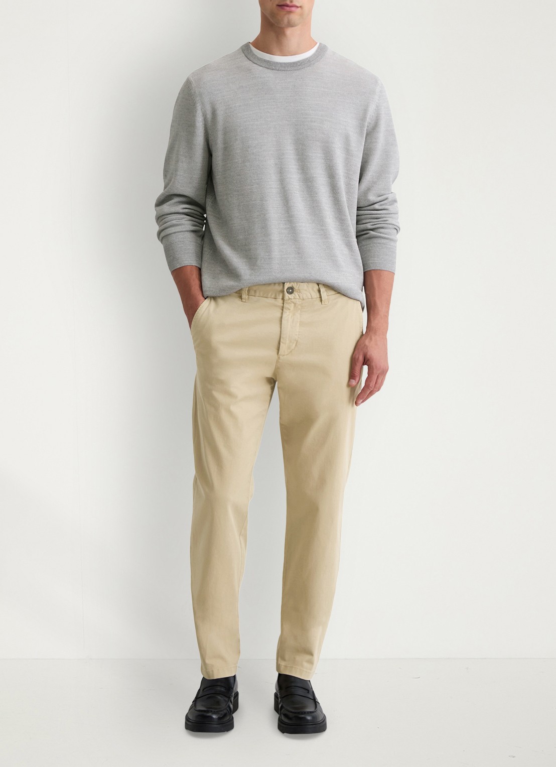 Marc O'Polo Tapered fit chino in katoenblend - voorkant 2 pure cashmere-2343 / beige