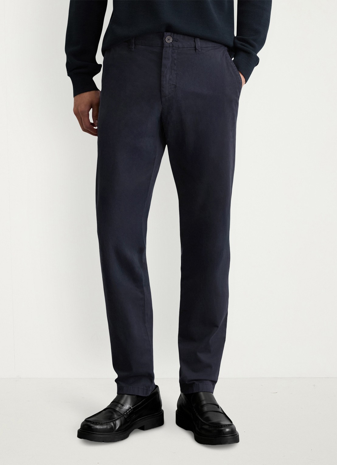Marc O'Polo Tapered fit chino in katoenblend - detail 4 dark navy-4131 / blauw