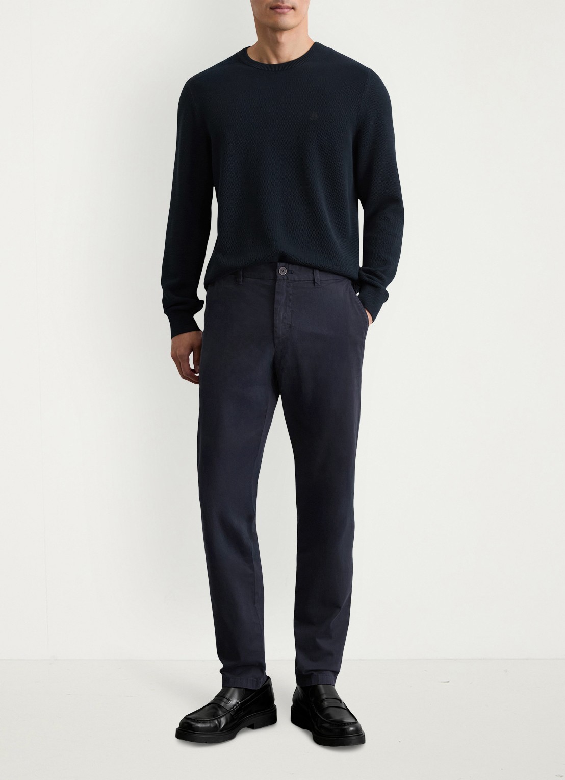 Marc O'Polo Tapered fit chino in katoenblend - voorkant 3 dark navy-4131 / blauw