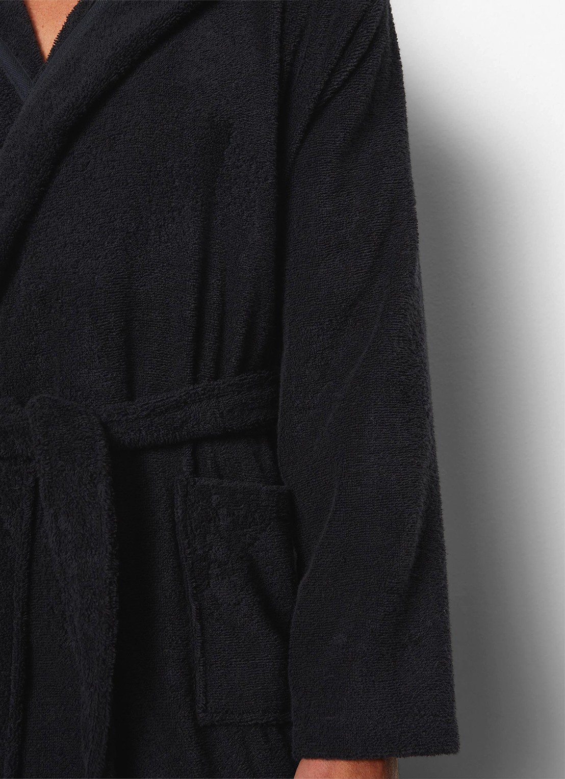 Marc O'Polo Timeless badjas van  katoen - detail 3 donkerblauw
