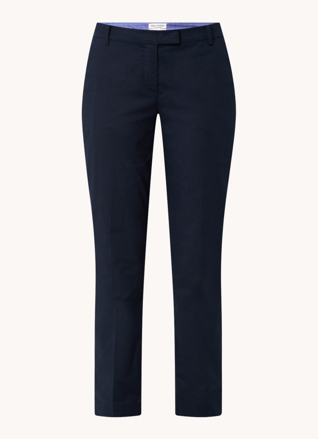 Marc O'Polo Torne mid waist slim fit chino met steekzakken - voorkant donkerblauw