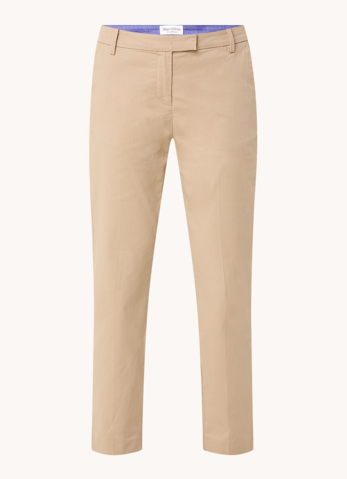 Marc O'Polo Torne mid waist slim fit chino met steekzakken - voorkant beige