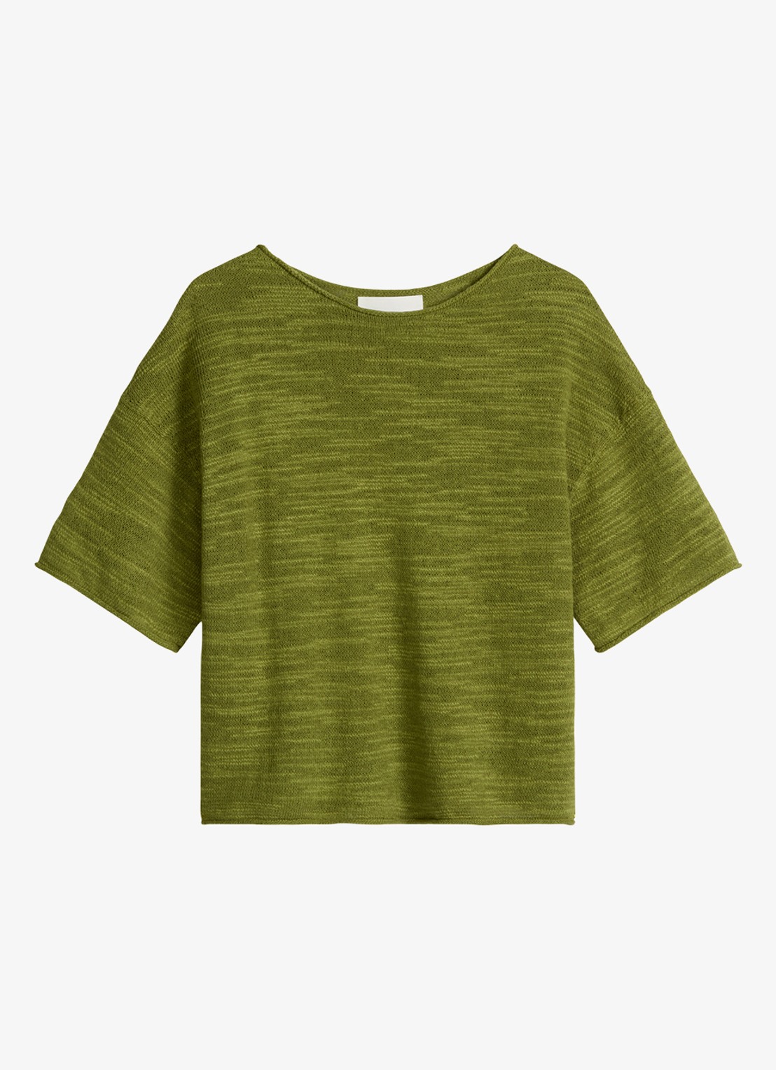 Marc O'Polo Trui in katoen-linnenblend met bateauhals - voorkant 4 shaded fern / groen