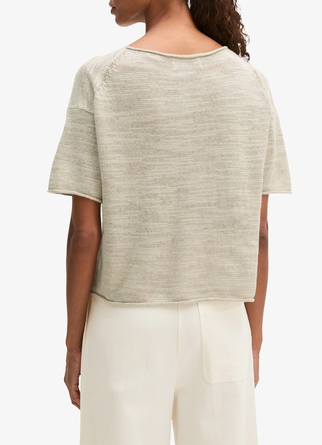 Marc O'Polo Trui in katoen-linnenblend met bateauhals - achterkant linen beige / grijs