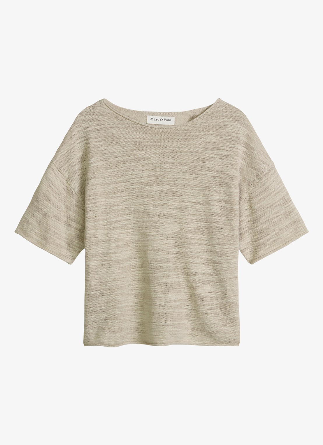 Marc O'Polo Trui in katoen-linnenblend met bateauhals - voorkant 4 linen beige / grijs