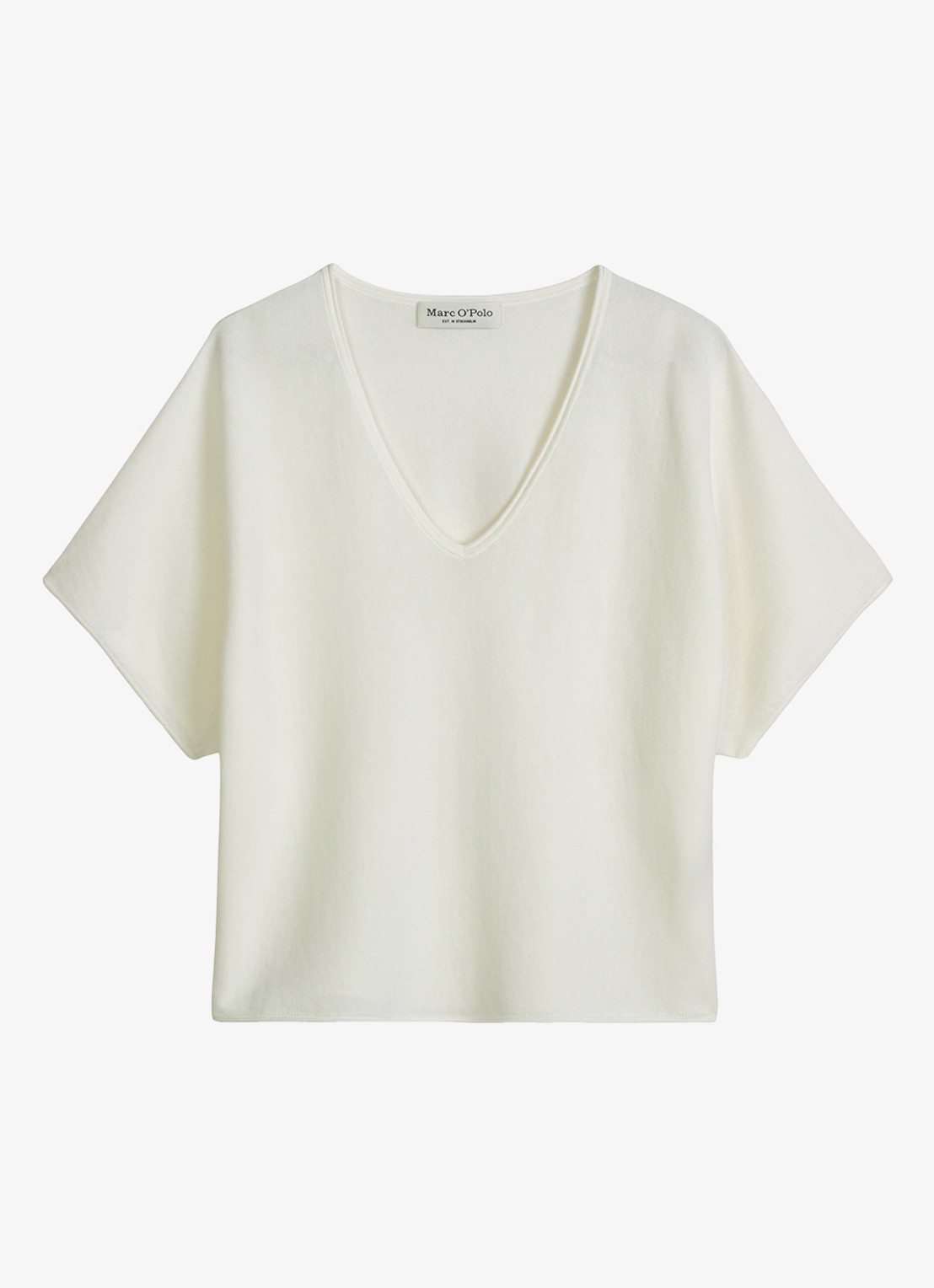 Marc O'Polo Trui met V-hals - voorkant white cotton / wit