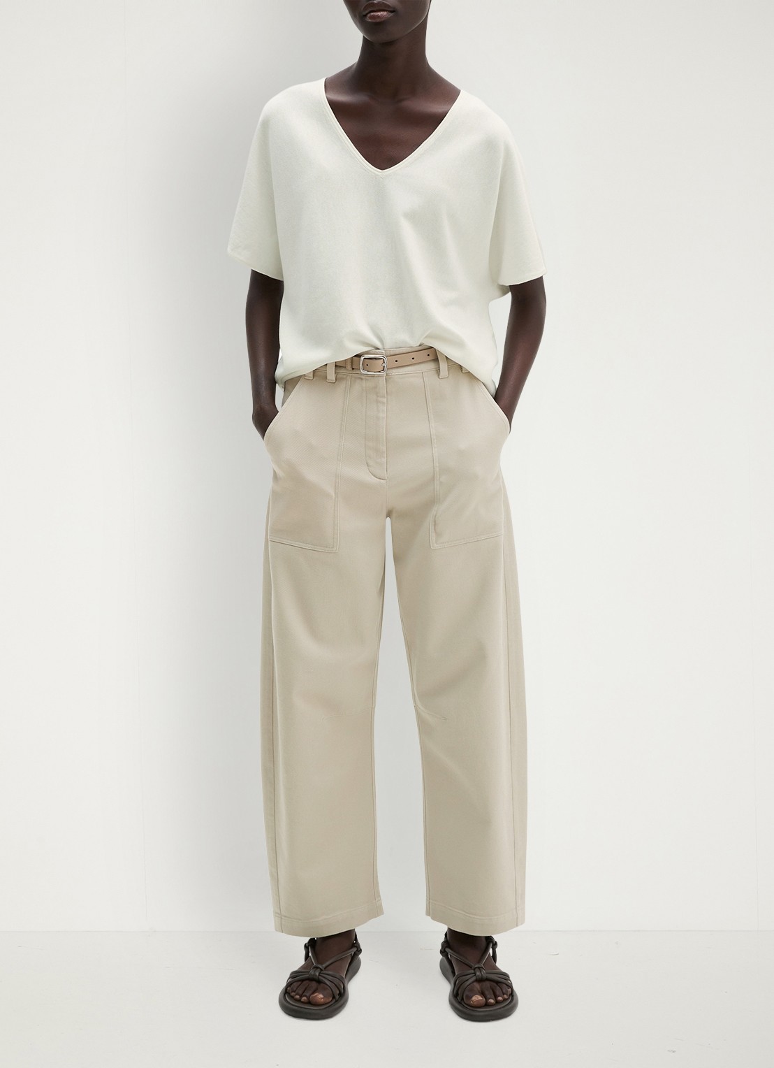 Marc O'Polo Trui met V-hals - voorkant 2 white cotton / wit