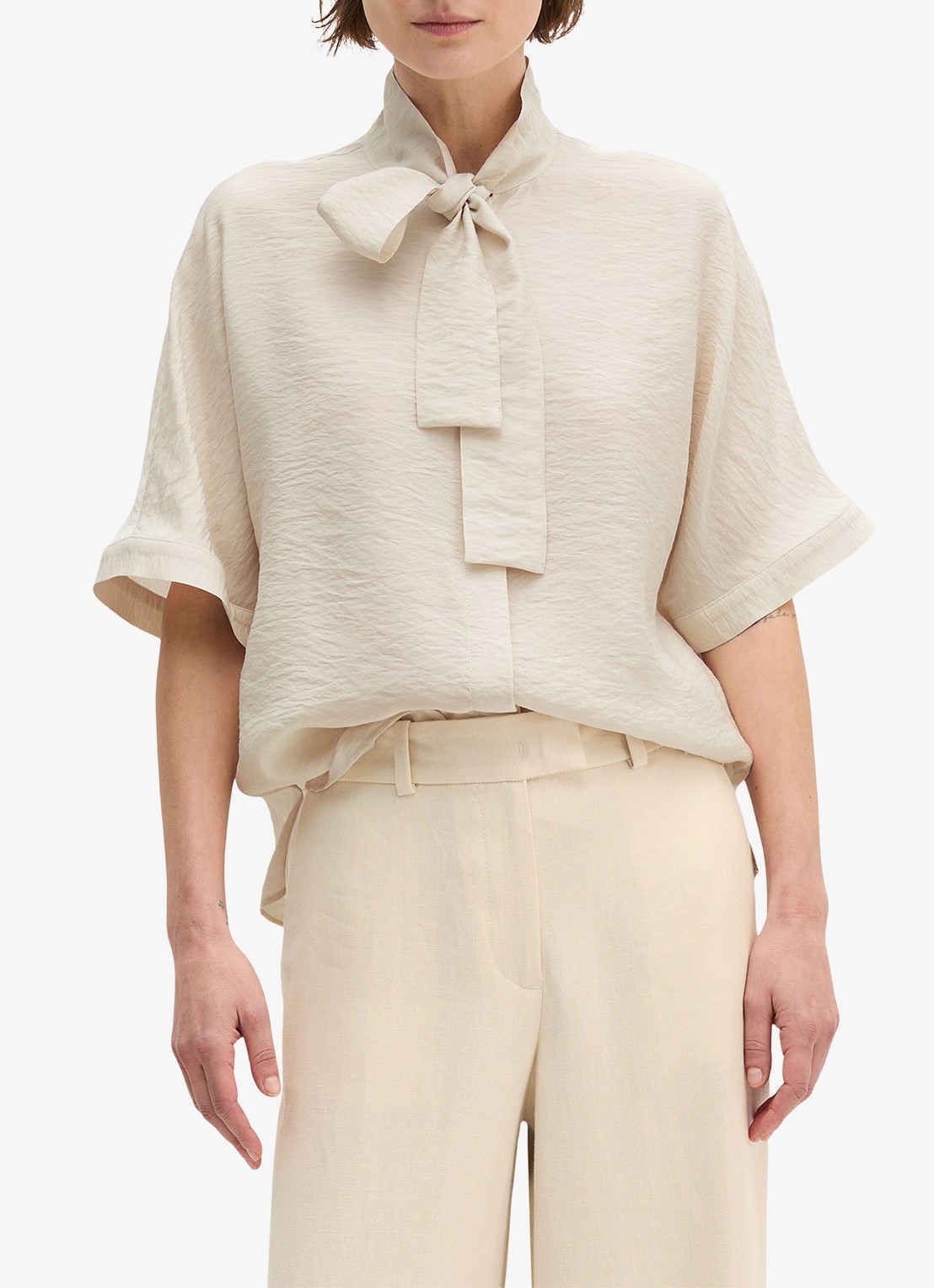 Marc O'Polo Tuniek met sjaalkraag - detail beige