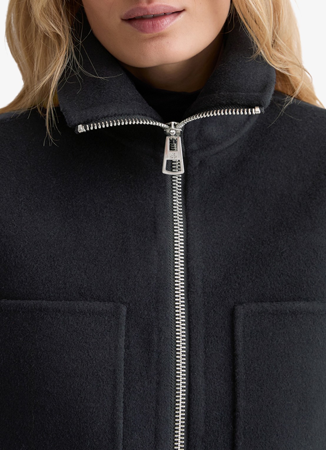 Marc O'Polo Vest in wolblend - detail 5 donkerblauw