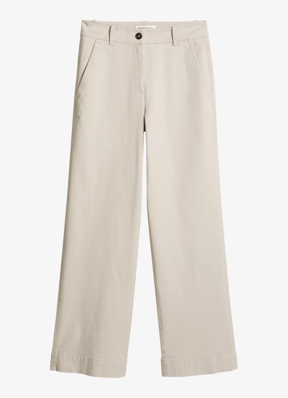 Marc O'Polo Wide fit palazzo broek met steekzakken - voorkant 4 beige