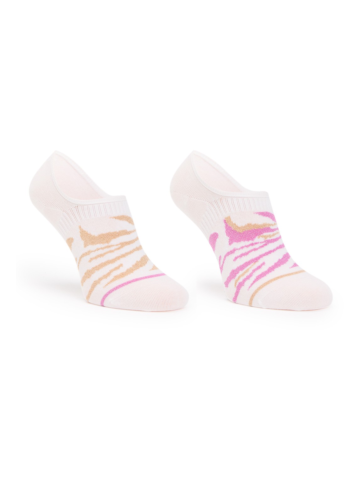MarcMarcs Bridget kousenvoetjes in katoenblend met glitter in 2-pack - voorkant fuchsia