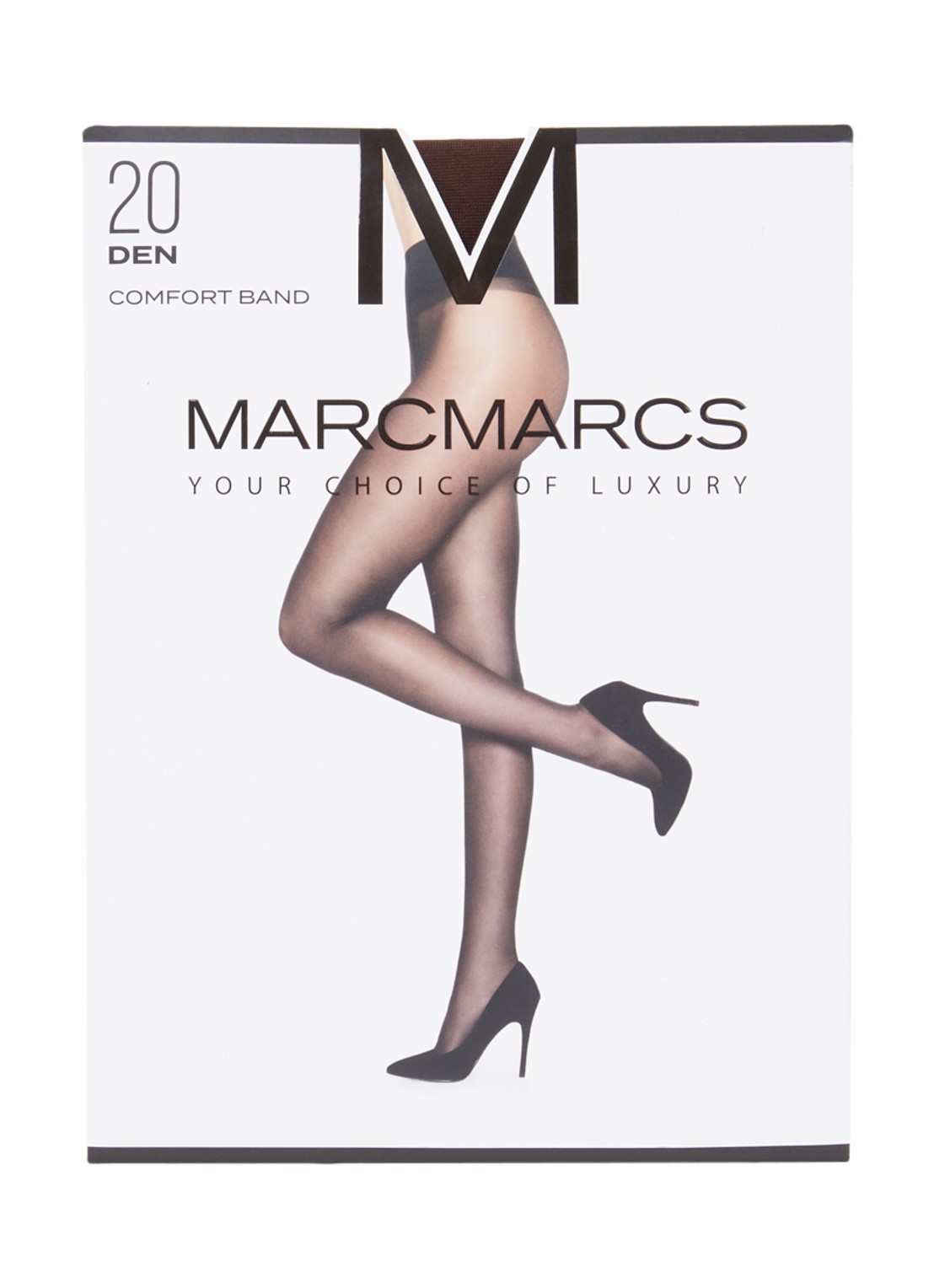MarcMarcs Comfort Band panty in 20 denier - voorkant donkerbruin