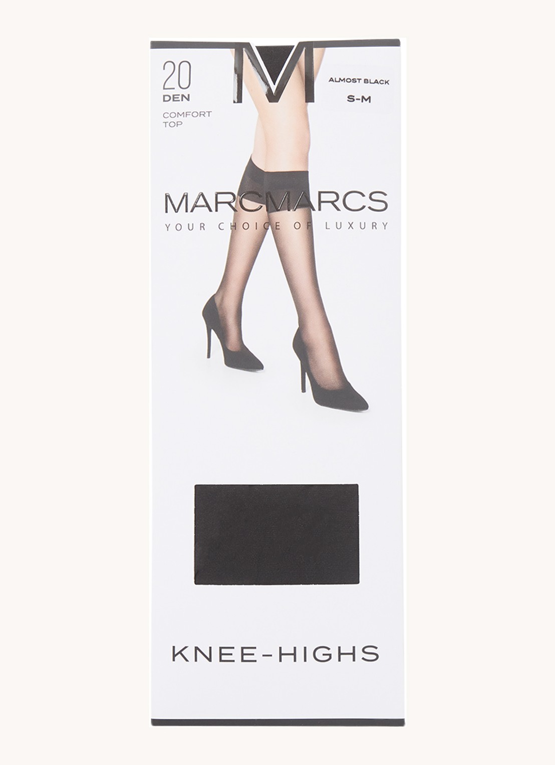 MarcMarcs Comfort kniekousen in 20 denier - voorkant 2 zwart