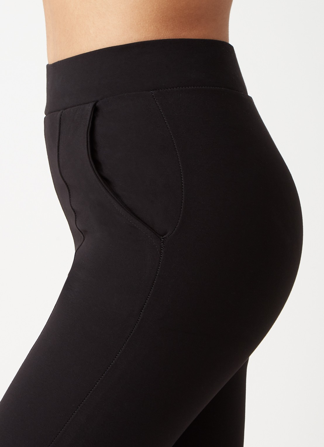 MarcMarcs High waist skinny fit legging met steekzakken en voetlus - detail zwart