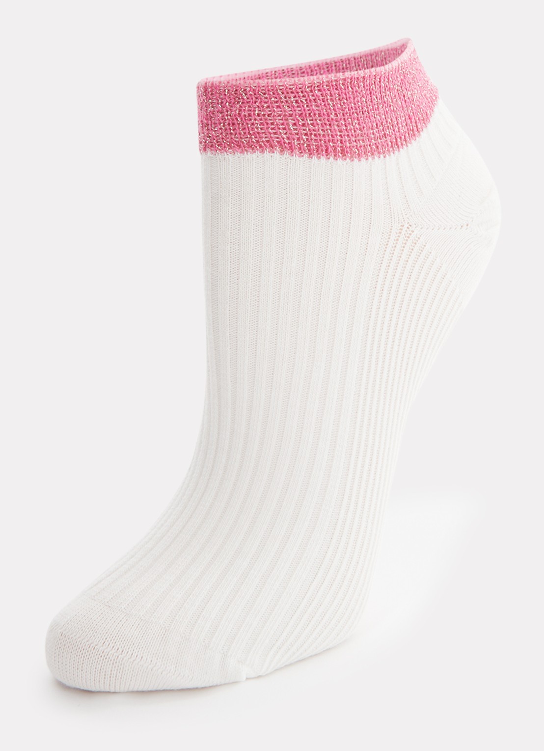 MarcMarcs Moscow sneakersokken met glitter in 2-pack - detail roze