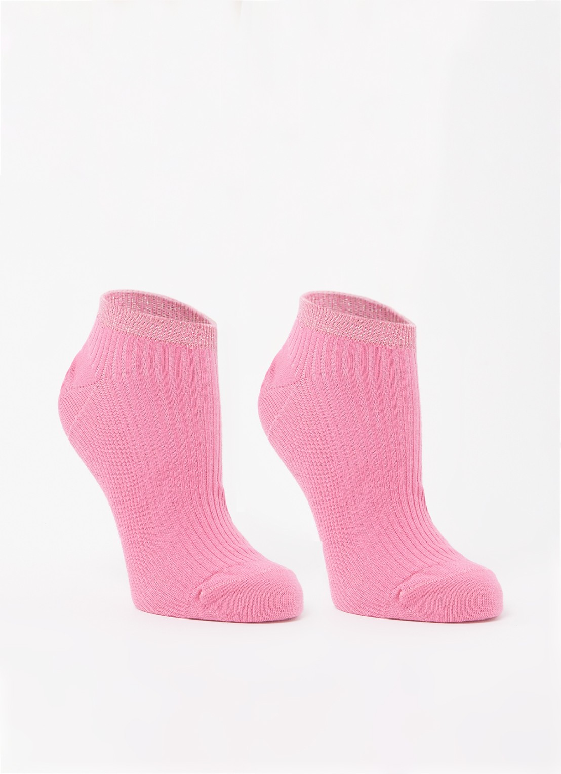 MarcMarcs Moscow sneakersokken met glitter in 2-pack - voorkant donkerroze