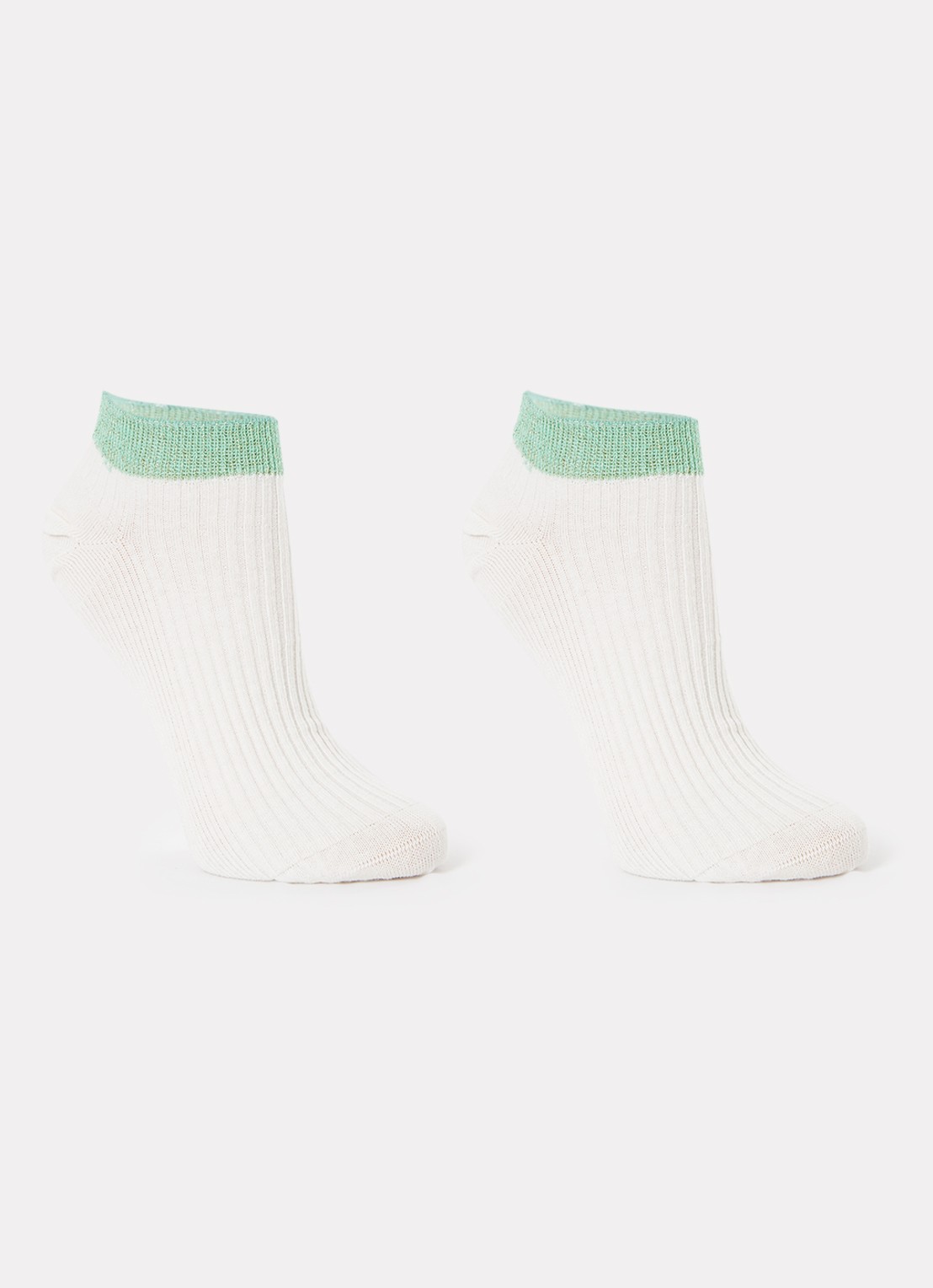 MarcMarcs Moscow sneakersokken met glitter in 2-pack - voorkant groen