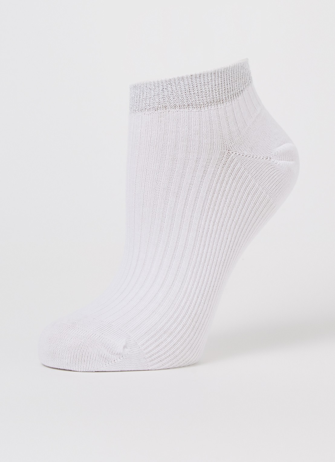 MarcMarcs Moscow sneakersokken met lurex in 2-pack - detail wit