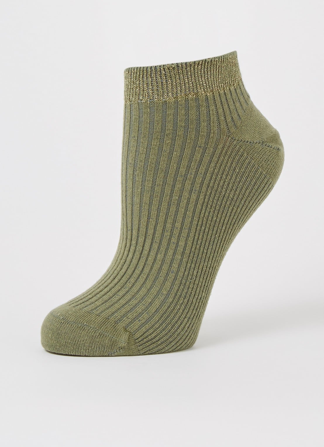 MarcMarcs Moscow sneakersokken met lurex in 2-pack - detail 3 legergroen