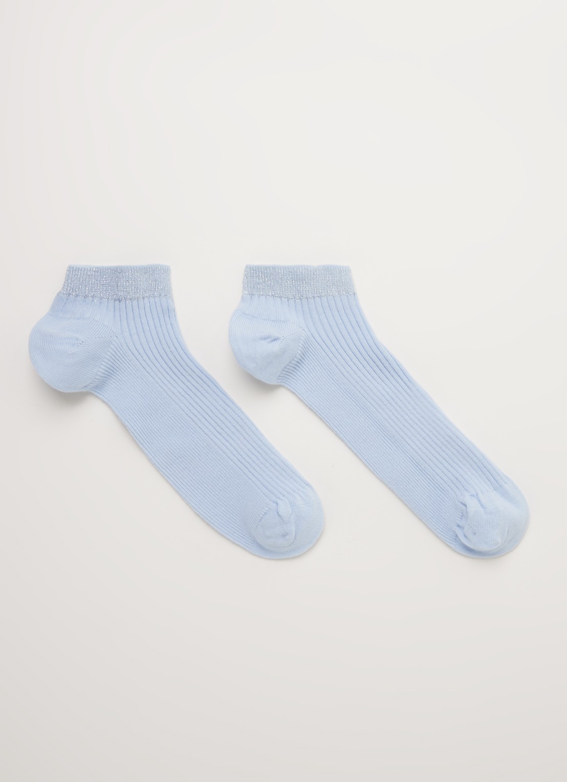 MarcMarcs Moscow sneakersokken met lurex in 2-pack - voorkant lichtblauw