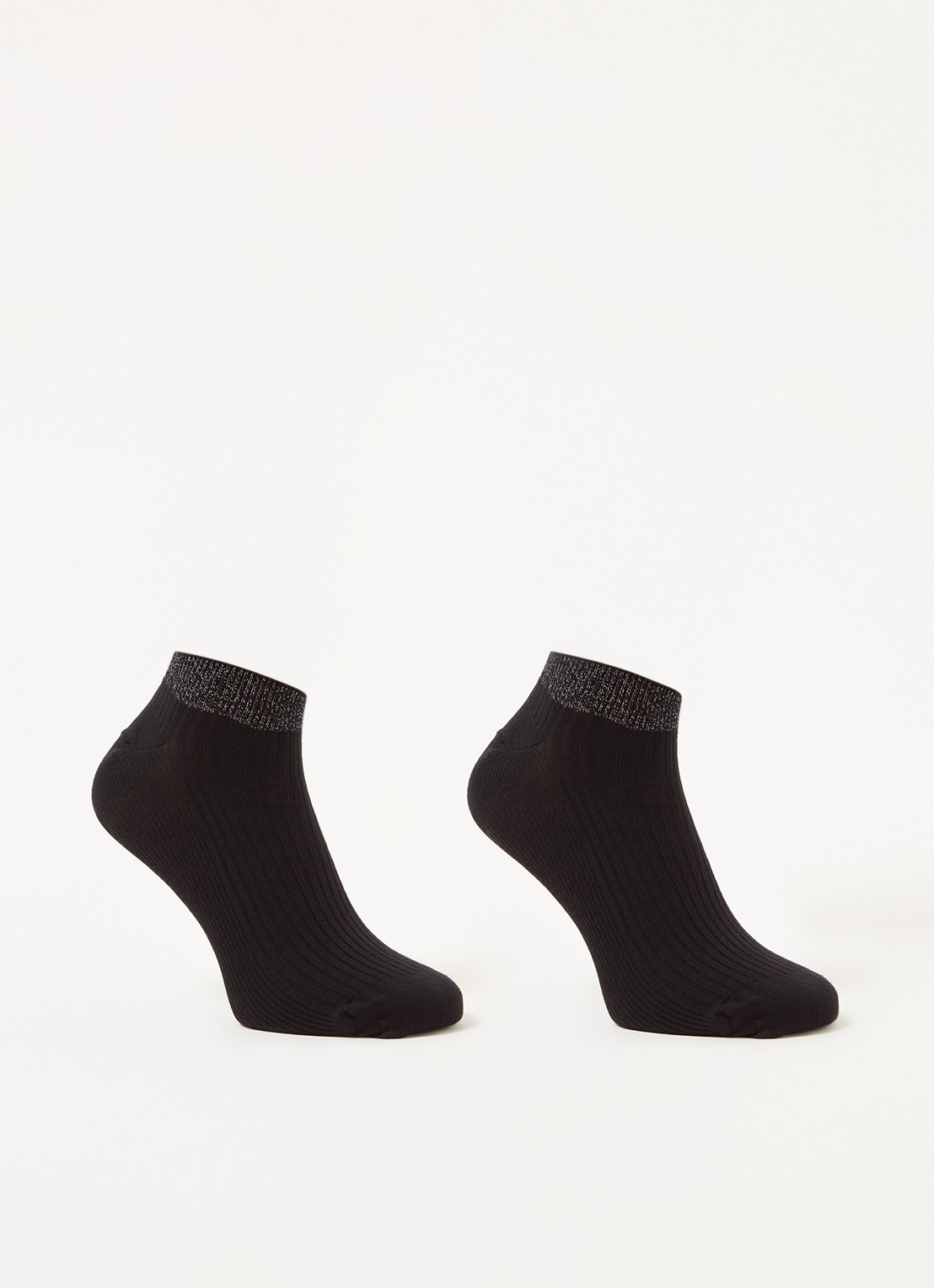 MarcMarcs Moscow sokken met lurex in 2-pack - voorkant zwart