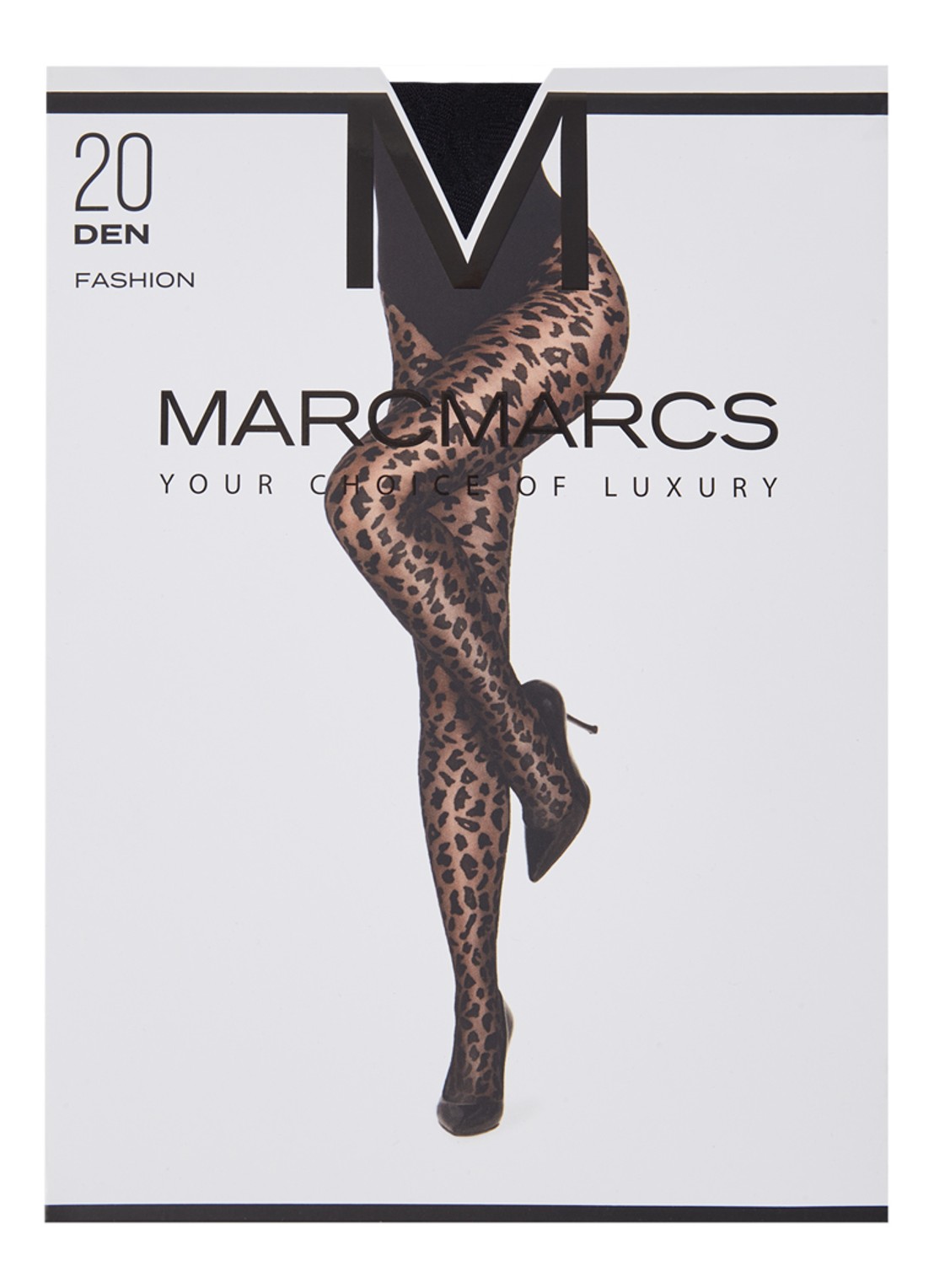 MarcMarcs Panty met panterprint in 20 denier black black - voorkant zwart