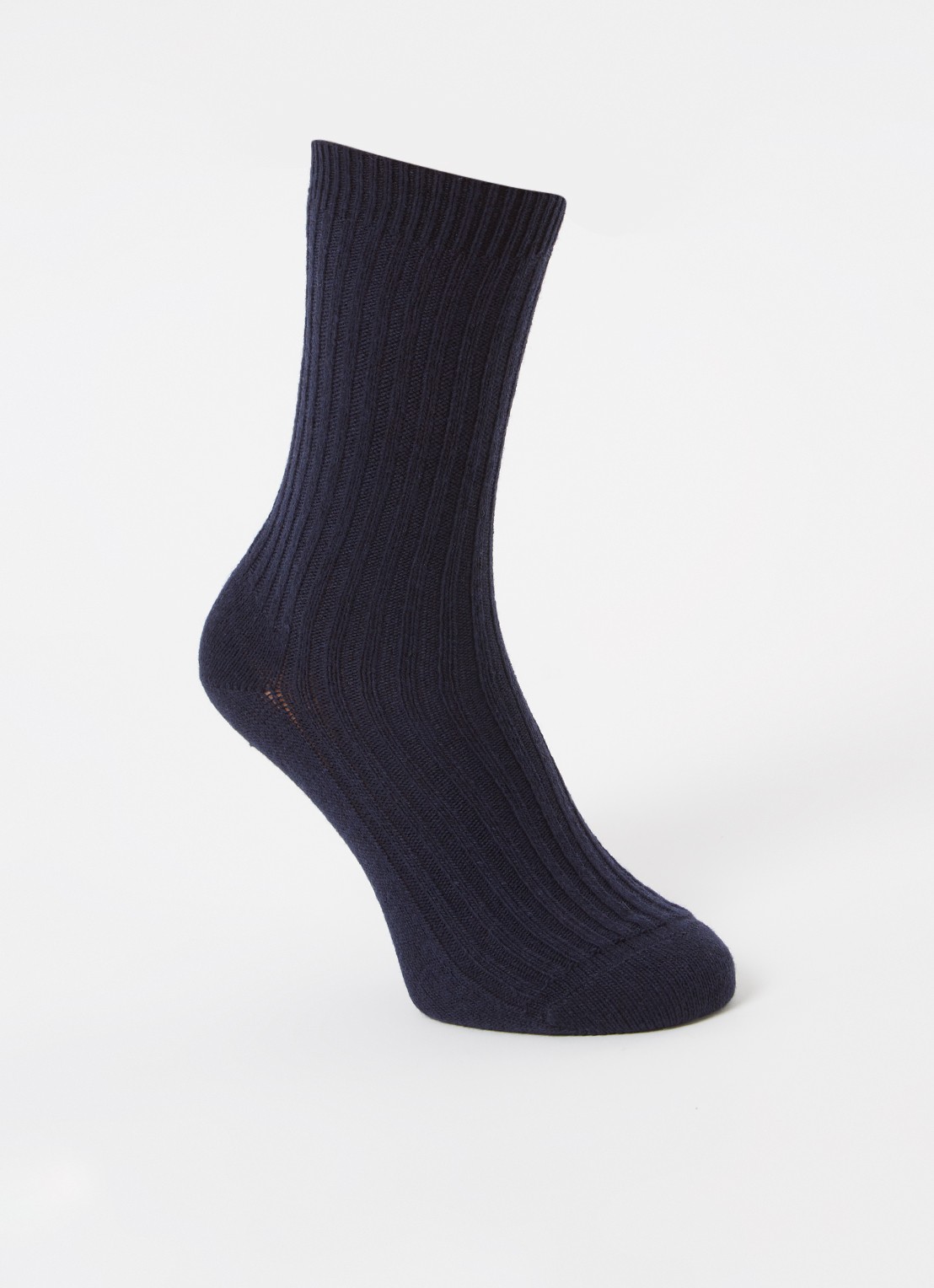 MarcMarcs Sokken in kasjmierblend met ribstructuur - voorkant 3 donkerblauw