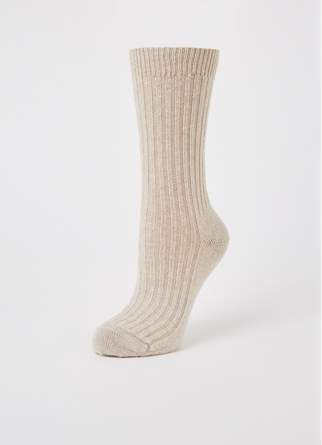 MarcMarcs Sokken in kasjmierblend met ribstructuur - detail beige
