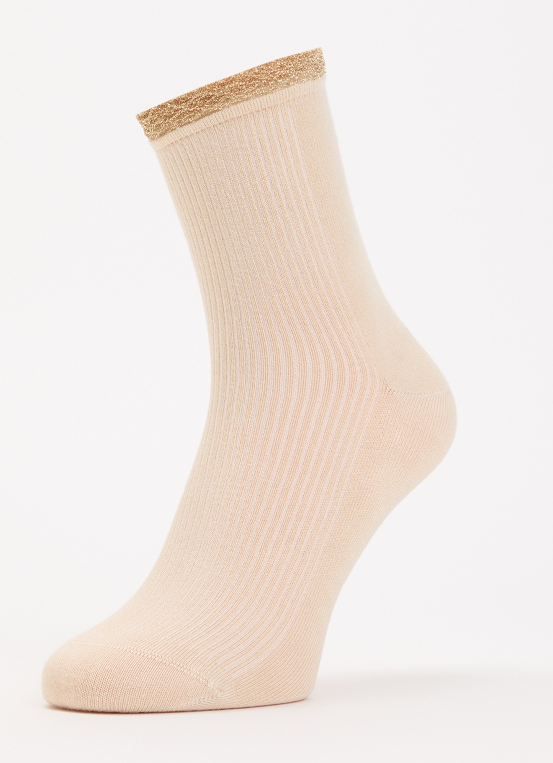 MarcMarcs Viona ribgebreide sokken met lurex - detail beige