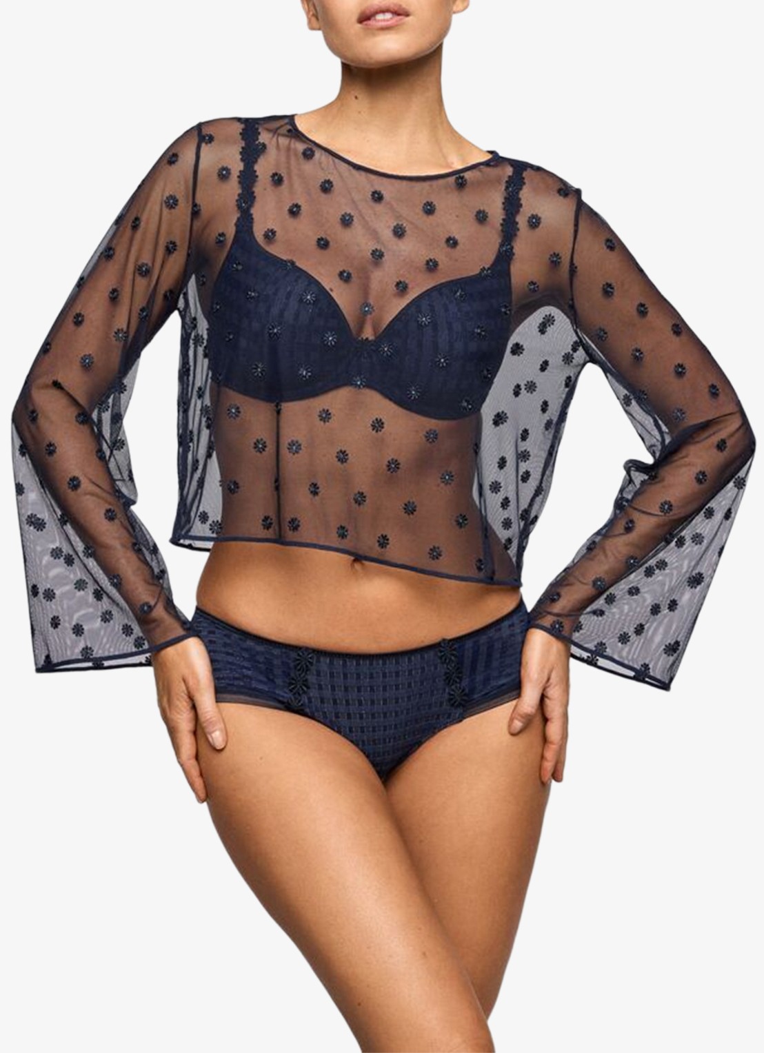 Marie Jo  Avero hipster met ruitdessin en glansdraad - voorkant 3 donkerblauw