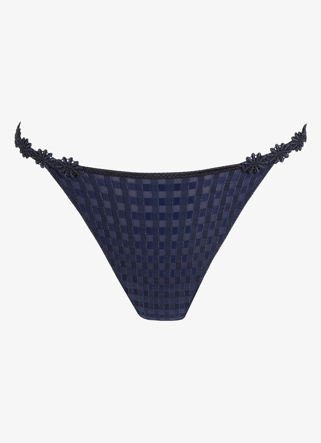 Marie Jo Avero string met ruitdessin - voorkant donkerblauw